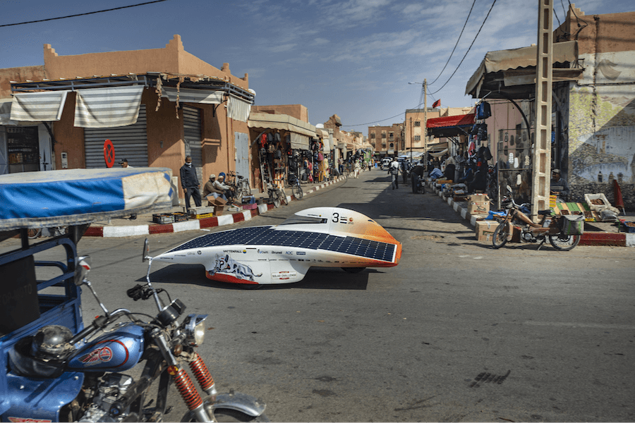 Solar car in the town