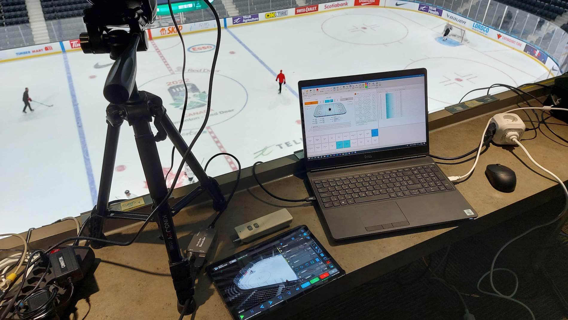Video streaming a hockey game on a laptop
