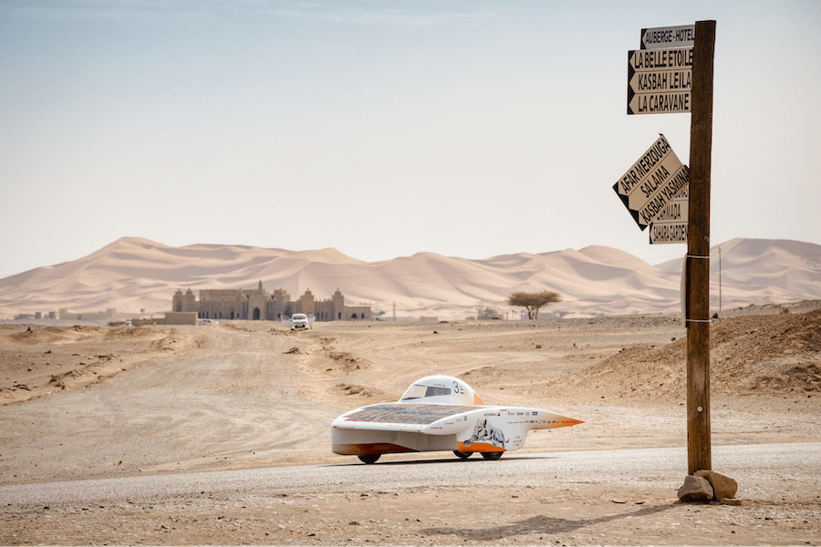 Solar car in the desert